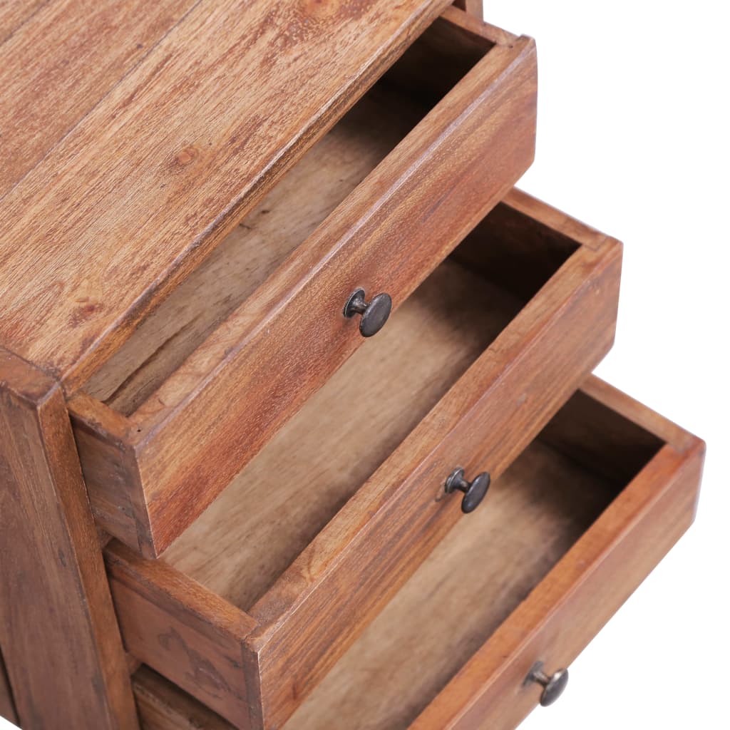 vidaXL Bedside Cabinet with 3 Drawers 35x25x35 cm Solid Mahogany Wood - Brown