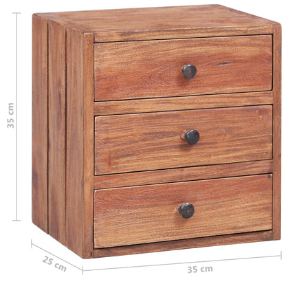 vidaXL Bedside Cabinet with 3 Drawers 35x25x35 cm Solid Mahogany Wood - Brown