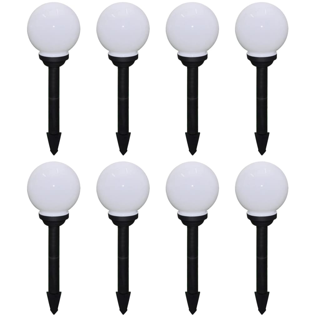 vidaXL Outdoor Pathway Lamps 8 pcs LED 15 cm with Ground Spike - White