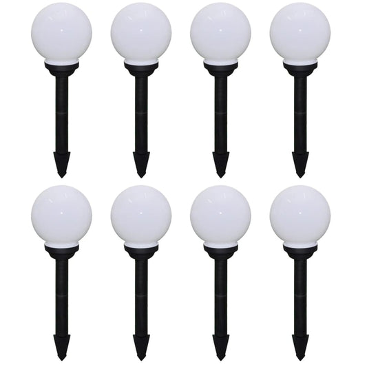 vidaXL Outdoor Pathway Lamps 8 pcs LED 15 cm with Ground Spike - White