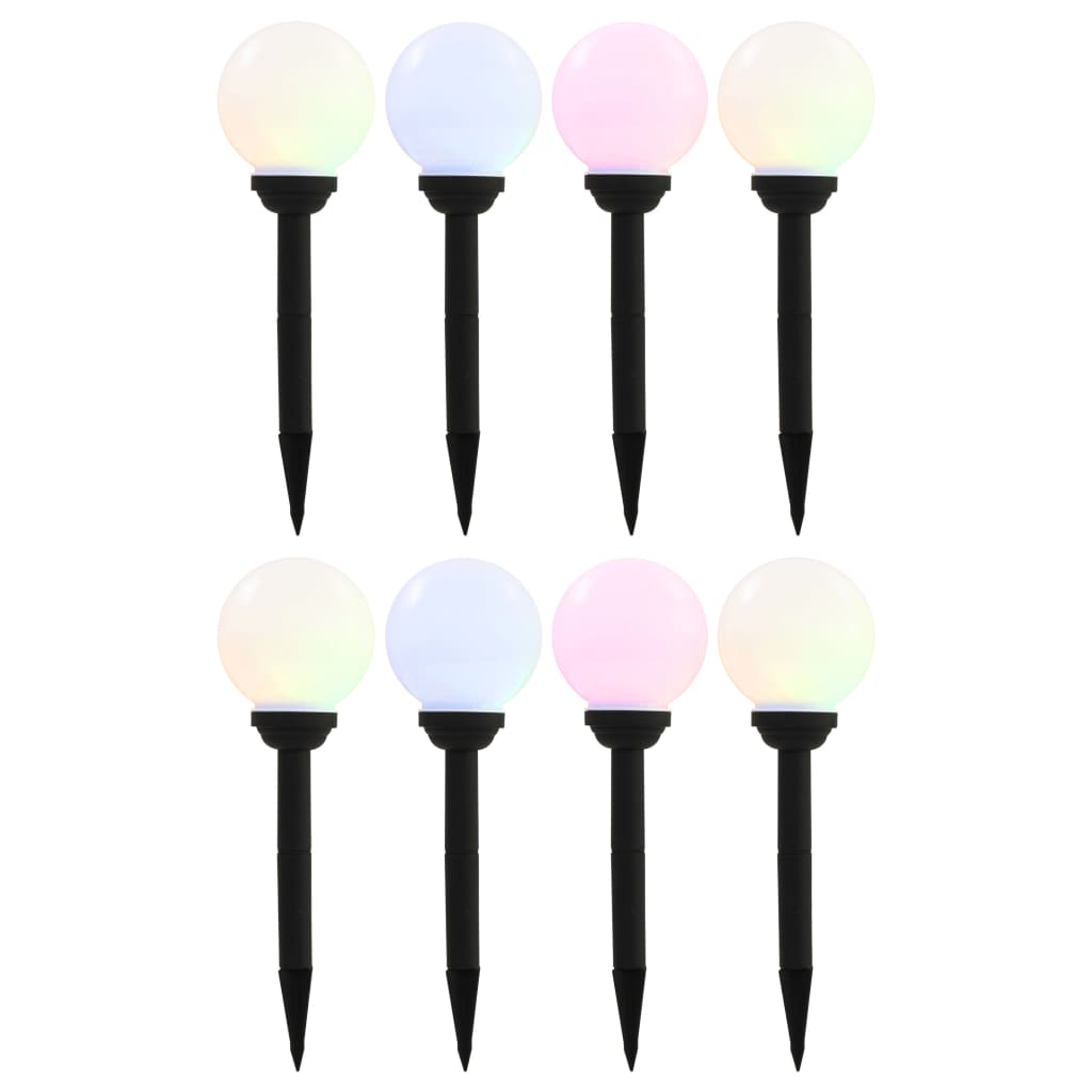 vidaXL Outdoor Solar Lamps 8 pcs LED Spherical 15 cm RGB - White