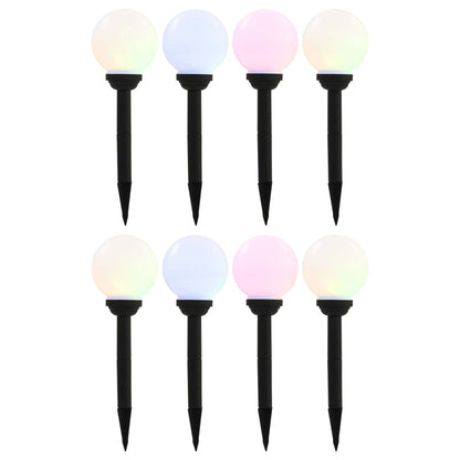 vidaXL Outdoor Solar Lamps 8 pcs LED Spherical 15 cm RGB - White