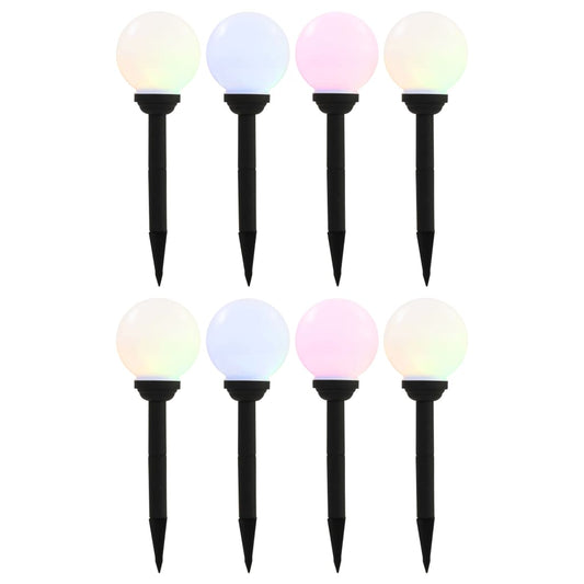 vidaXL Outdoor Solar Lamps 8 pcs LED Spherical 15 cm RGB - White