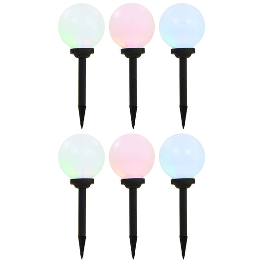 vidaXL Outdoor Solar Lamps 6 pcs LED Spherical 20 cm RGB - White
