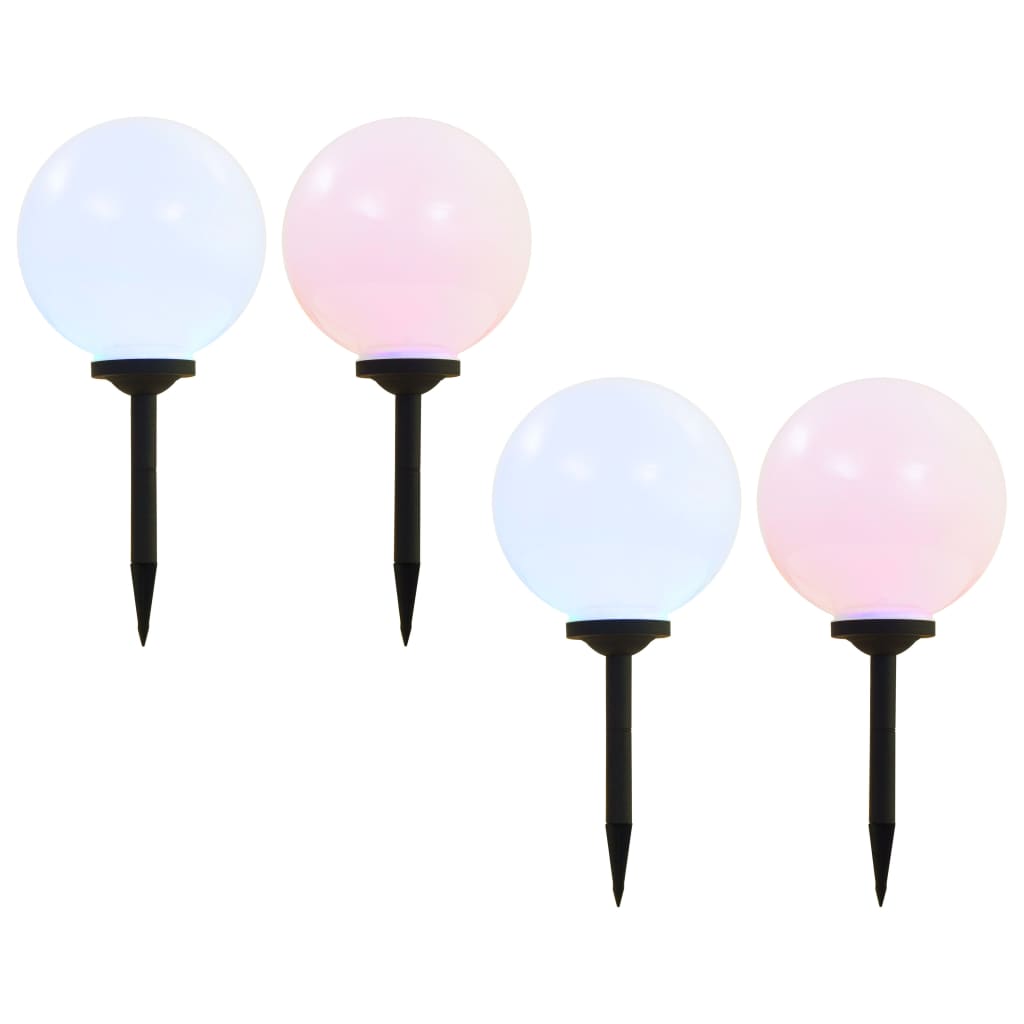 vidaXL Outdoor Solar Lamps 4 pcs LED Spherical 30 cm RGB - White