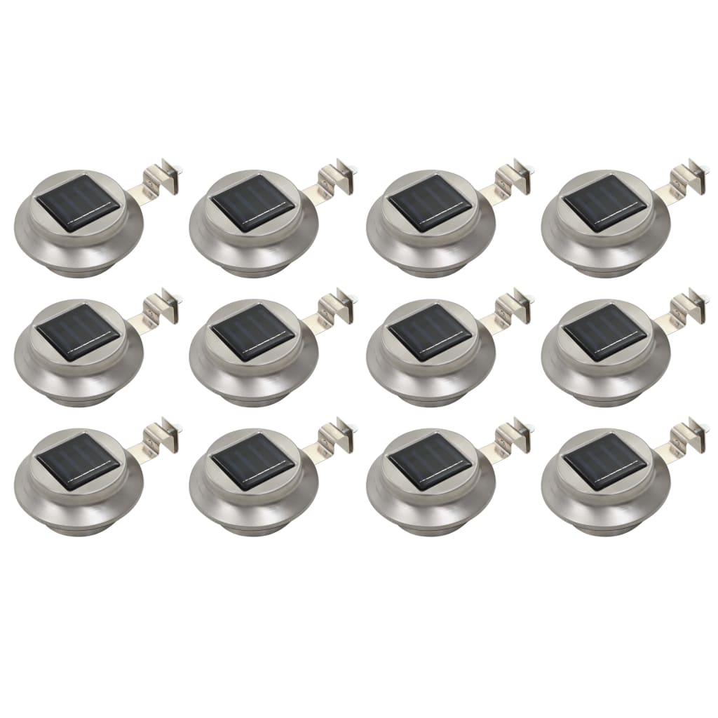 vidaXL Outdoor Solar Lamps 12 pcs LED Round 12 cm White - Silver