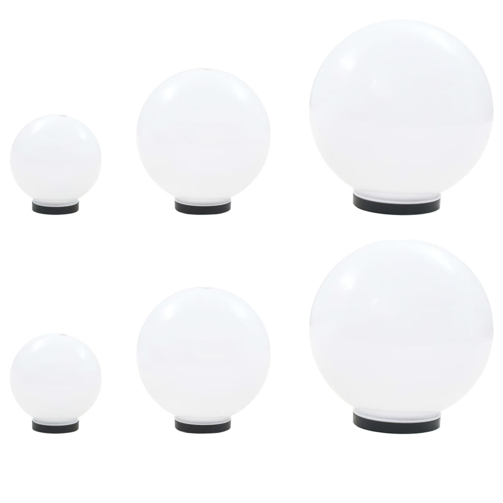 vidaXL 6 Piece LED Bowl Lamp Set Spherical 20/30/40 cm PMMA - White