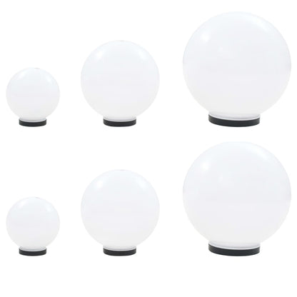 vidaXL 6 Piece LED Bowl Lamp Set Spherical 20/30/40 cm PMMA - White