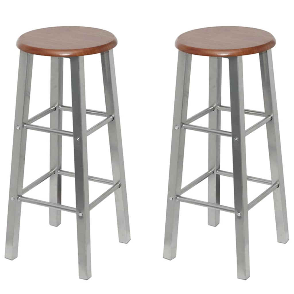 vidaXL Bar Stools 4 pcs Silver and Brown MDF - 30 x 30 x 70 cm