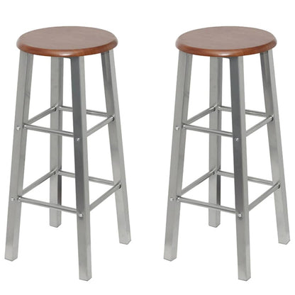 vidaXL Bar Stools 4 pcs Silver and Brown MDF - 30 x 30 x 70 cm