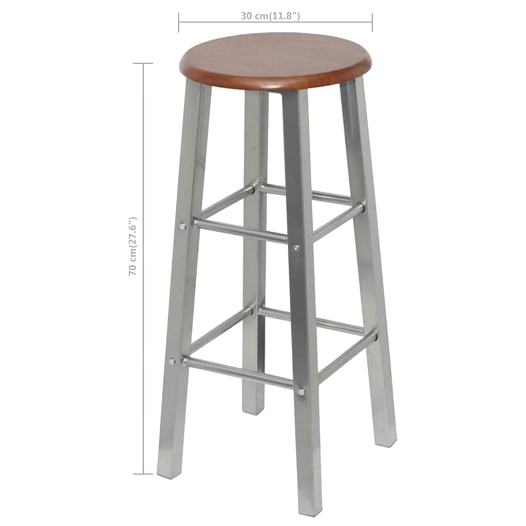 vidaXL Bar Stools 4 pcs Silver and Brown MDF - 30 x 30 x 70 cm