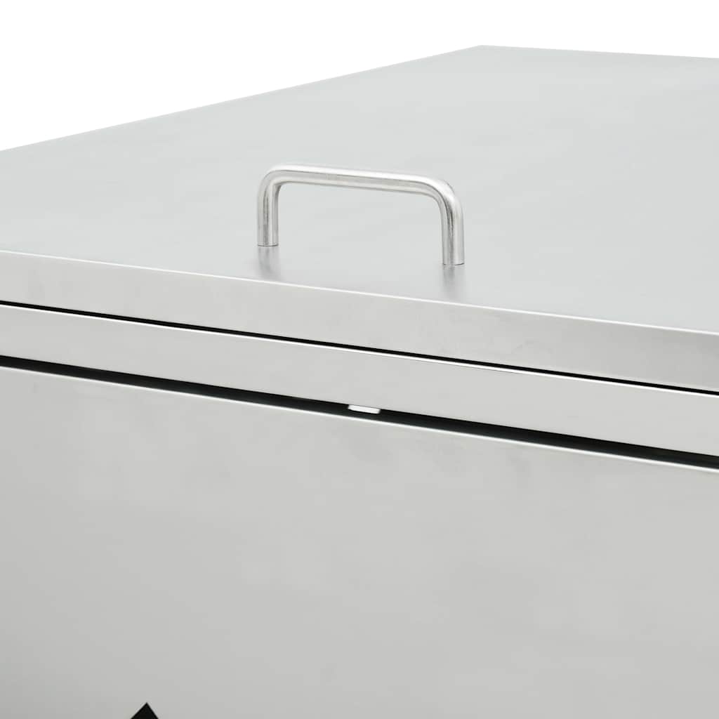 145380 vidaXL Double Wheelie Bin Shed 240 L Stainless Steel - Silver - 138 x 77.5 x 115 cm