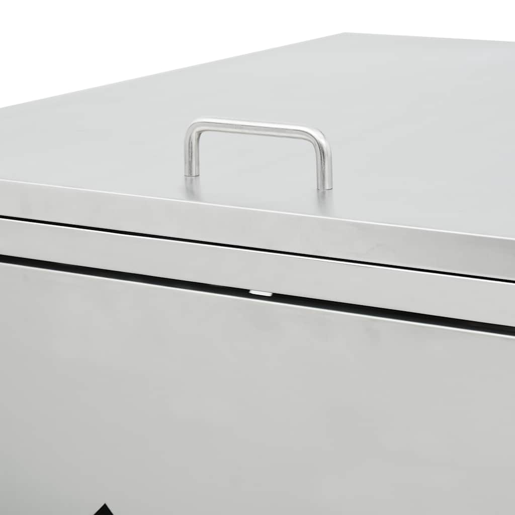 145381 vidaXL Triple Wheelie Bin Shed 240 L Stainless Steel - Silver - 207 x 77.5 x 115 cm