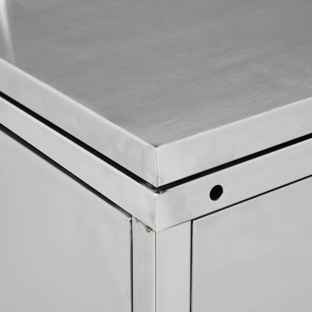 145382 vidaXL Quadruple Wheelie Bin Shed 240 L Stainless Steel - Silver - 276 x 77.5 x 115 cm