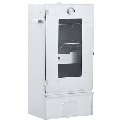 vidaXL BBQ Oven Smoker with 1kg Wood Chips 44.5x29x83 cm - Silver