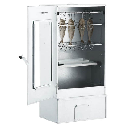 vidaXL BBQ Oven Smoker with 1kg Wood Chips 44.5x29x83 cm - Silver