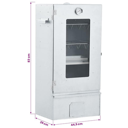 vidaXL BBQ Oven Smoker with 1kg Wood Chips 44.5x29x83 cm - Silver