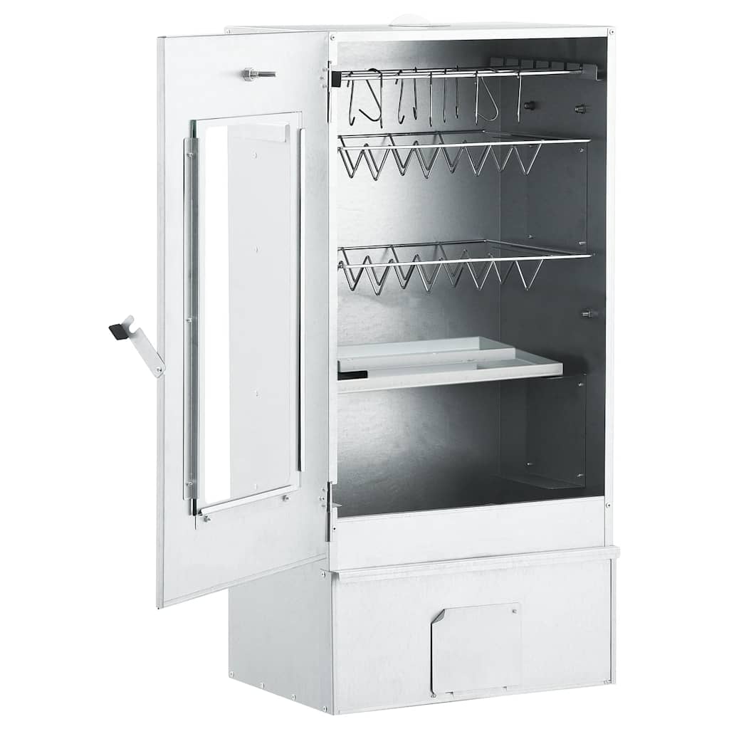 vidaXL BBQ Oven Smoker with 1kg Wood Chips 44.5x29x83 cm - Silver