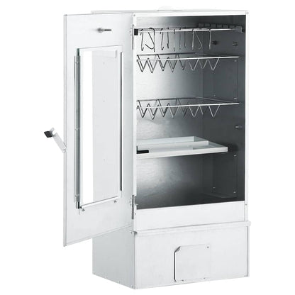 vidaXL BBQ Oven Smoker with 1kg Wood Chips 44.5x29x83 cm - Silver