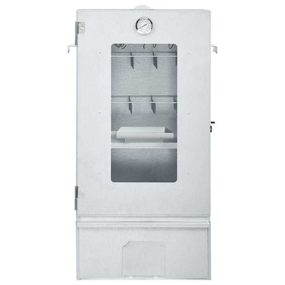 vidaXL BBQ Oven Smoker with 1kg Wood Chips 44.5x29x83 cm - Silver