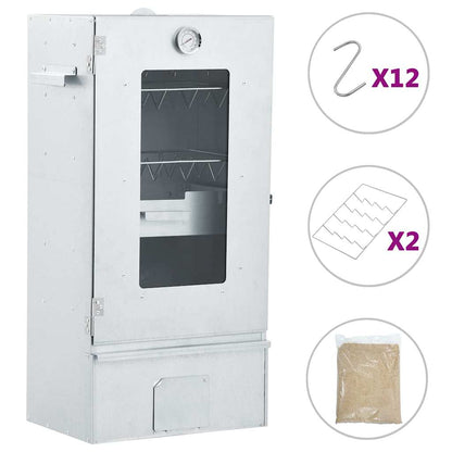 vidaXL BBQ Oven Smoker with 1kg Wood Chips 44.5x29x83 cm - Silver