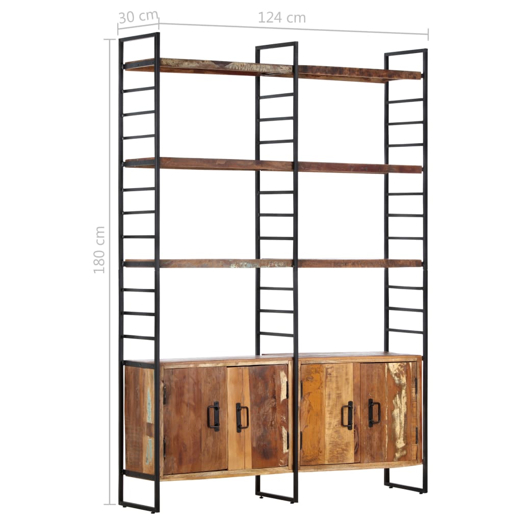 vidaXL 4-Tier Bookcase 124x30x180 cm Solid Reclaimed Wood - Brown