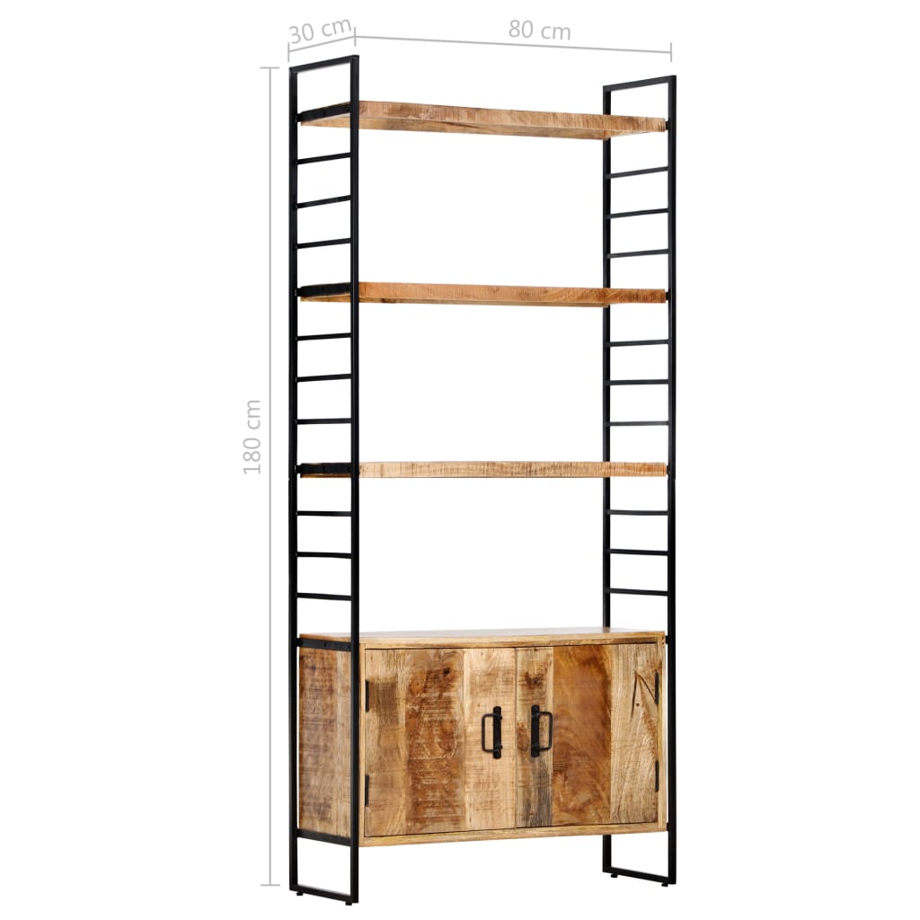 vidaXL 4-Tier Bookcase 80x30x180 cm Rough Mango Wood - Brown