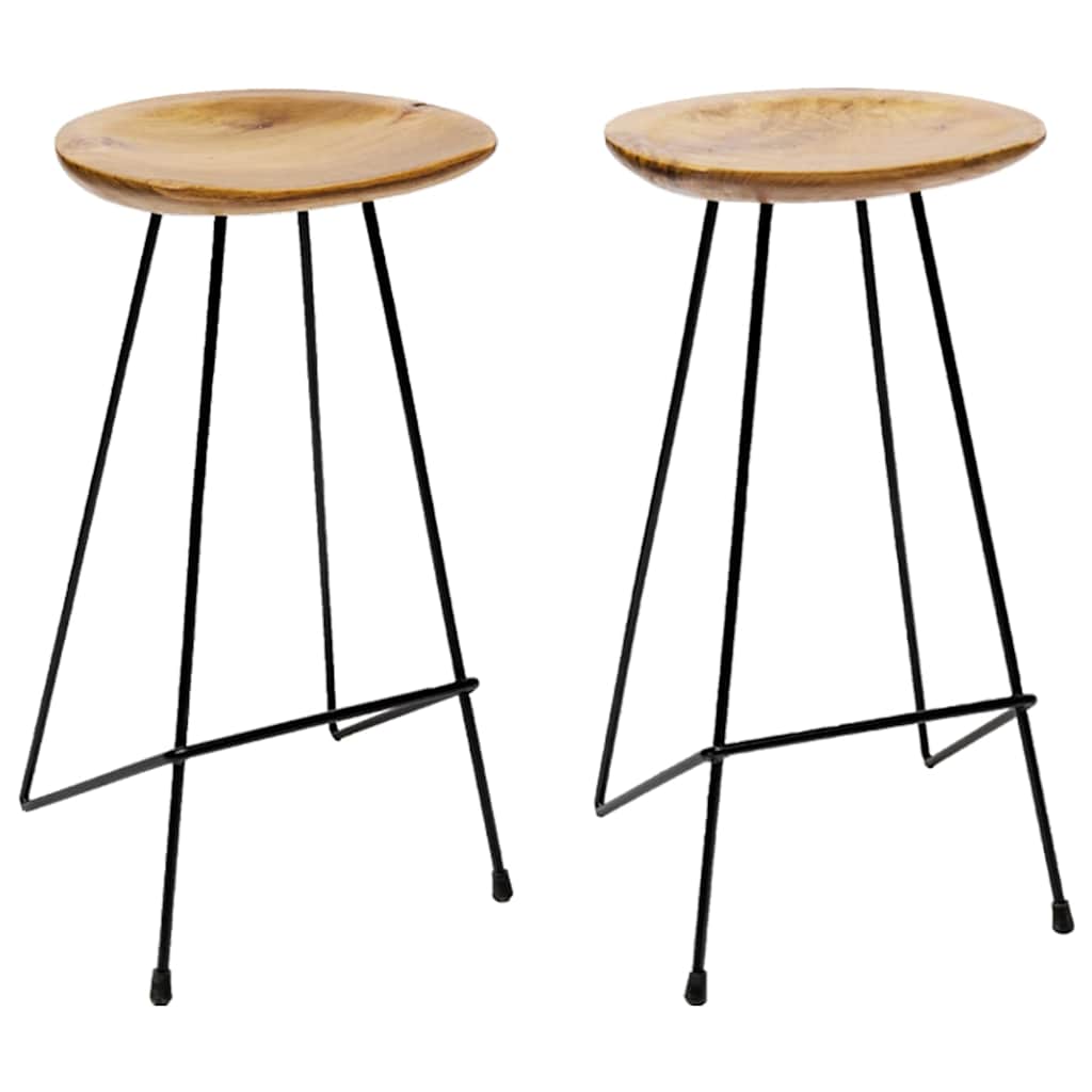 vidaXL Bar Stools 2 pcs Solid Teak Wood - Brown - 40 x 40 x 79 cm