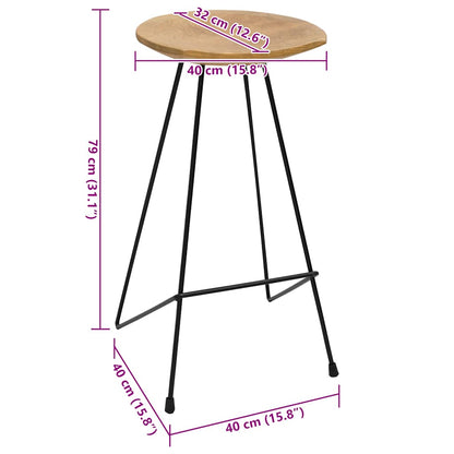 vidaXL Bar Stools 2 pcs Solid Teak Wood - Brown - 40 x 40 x 79 cm