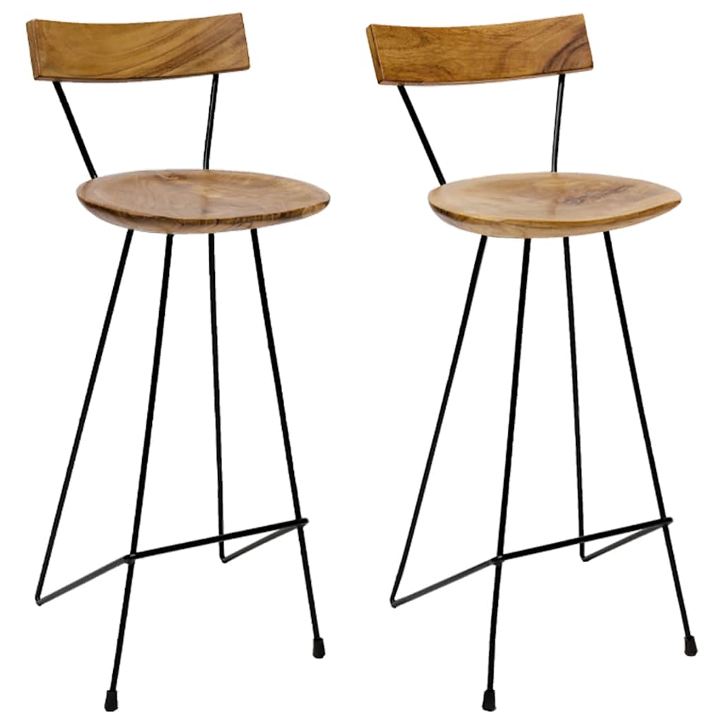 vidaXL Bar Stools 2 pcs Solid Teak Wood - Brown - 40 x 40 x 103 cm