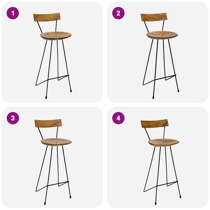 vidaXL Bar Stools 2 pcs Solid Teak Wood - Brown - 40 x 40 x 103 cm