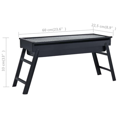 vidaXL Portable Camping BBQ Grill 60x22.5x33 cm - Black