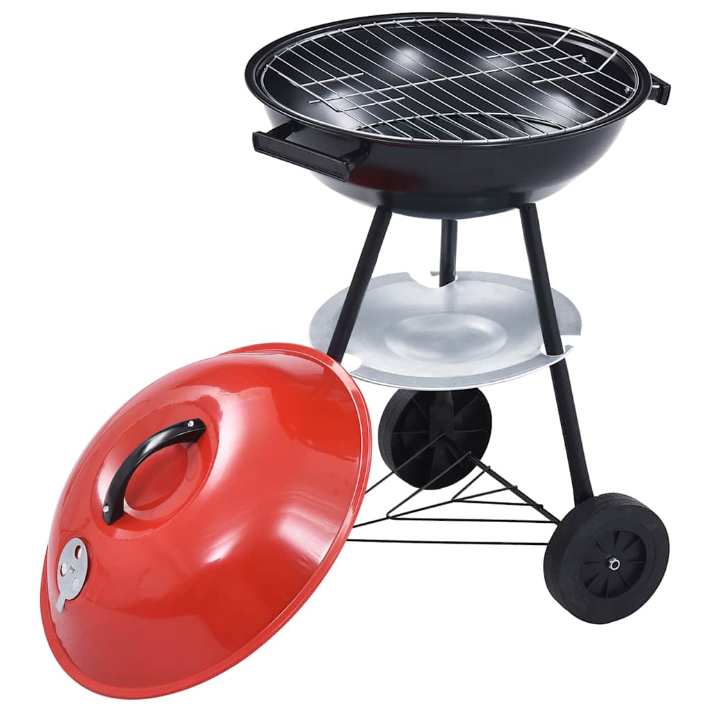 vidaXL Portable XXL Charcoal Kettle BBQ Grill with Wheels 44 cm - Multicolour
