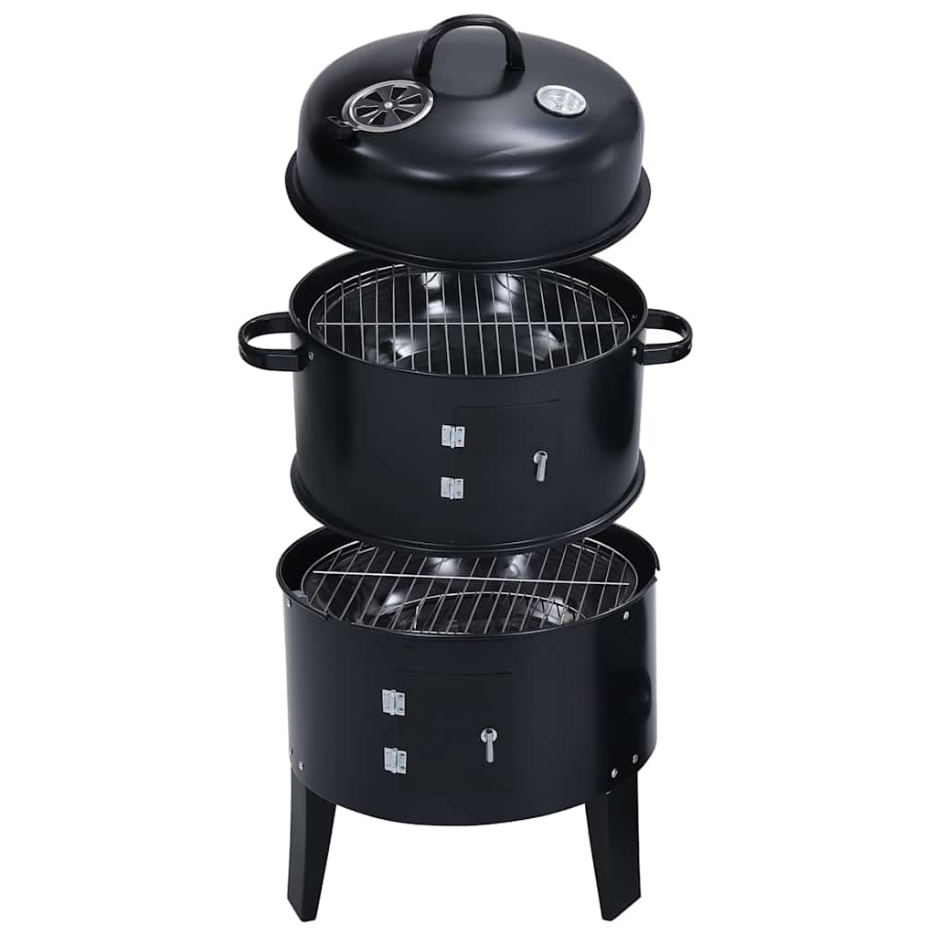 vidaXL 3-in-1 Charcoal Smoker BBQ Grill 40x80 cm - Black