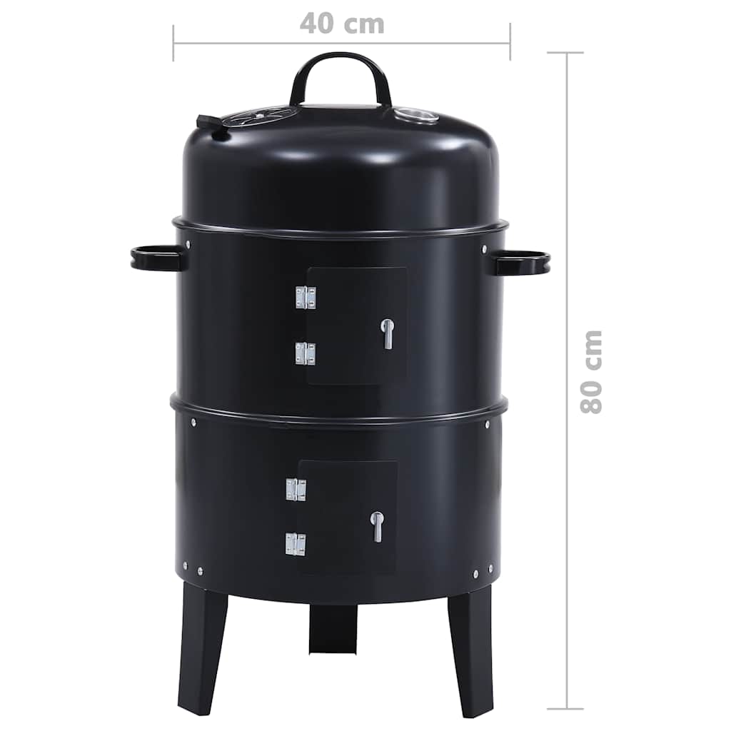 vidaXL 3-in-1 Charcoal Smoker BBQ Grill 40x80 cm - Black