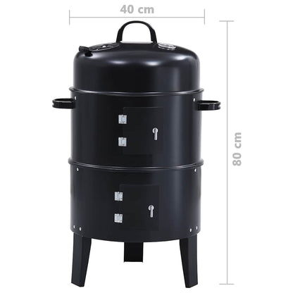 vidaXL 3-in-1 Charcoal Smoker BBQ Grill 40x80 cm - Black