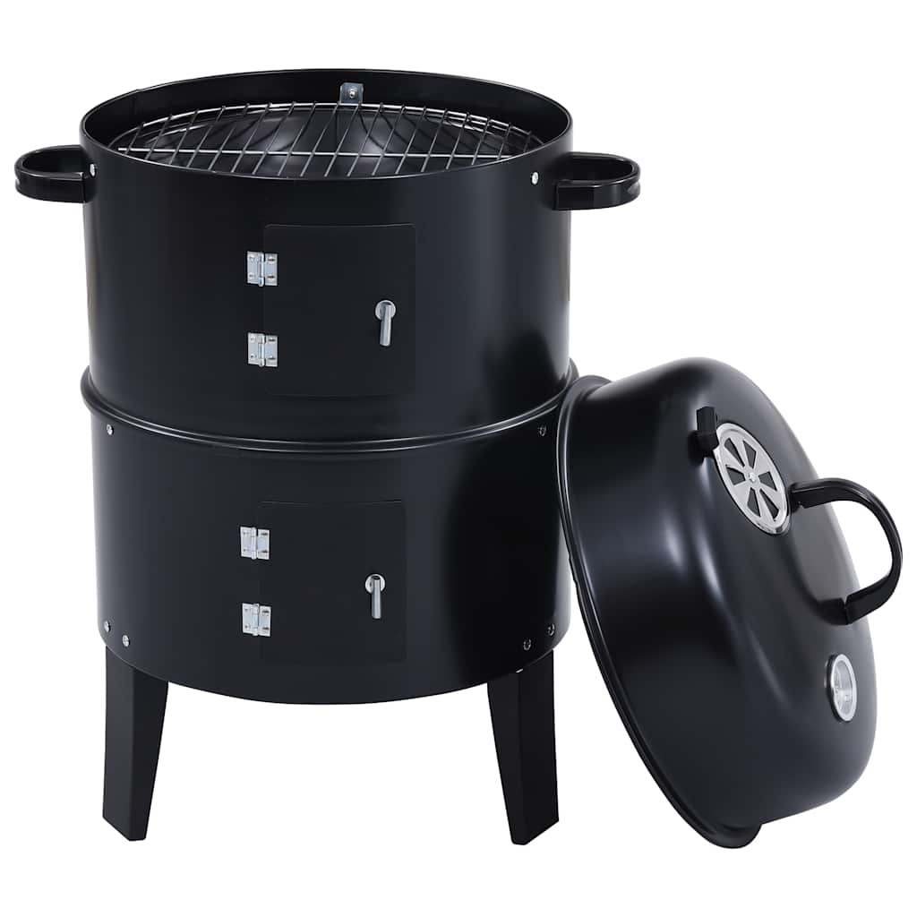 vidaXL 3-in-1 Charcoal Smoker BBQ Grill 40x80 cm - Black