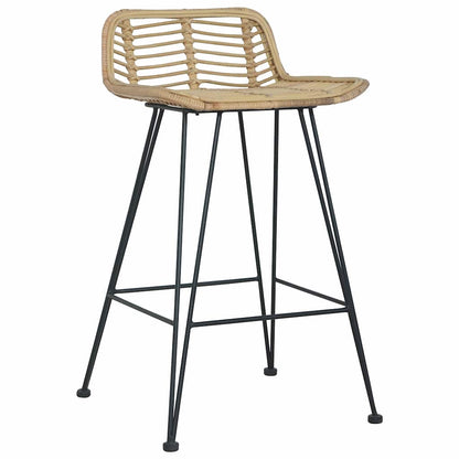 vidaXL Bar Chairs 2 pcs Natural Rattan - Brown - 46 x 48 x 79 cm