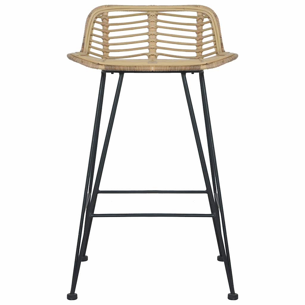vidaXL Bar Chairs 2 pcs Natural Rattan - Brown - 46 x 48 x 79 cm