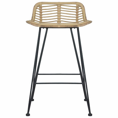 vidaXL Bar Chairs 2 pcs Natural Rattan - Brown - 46 x 48 x 79 cm