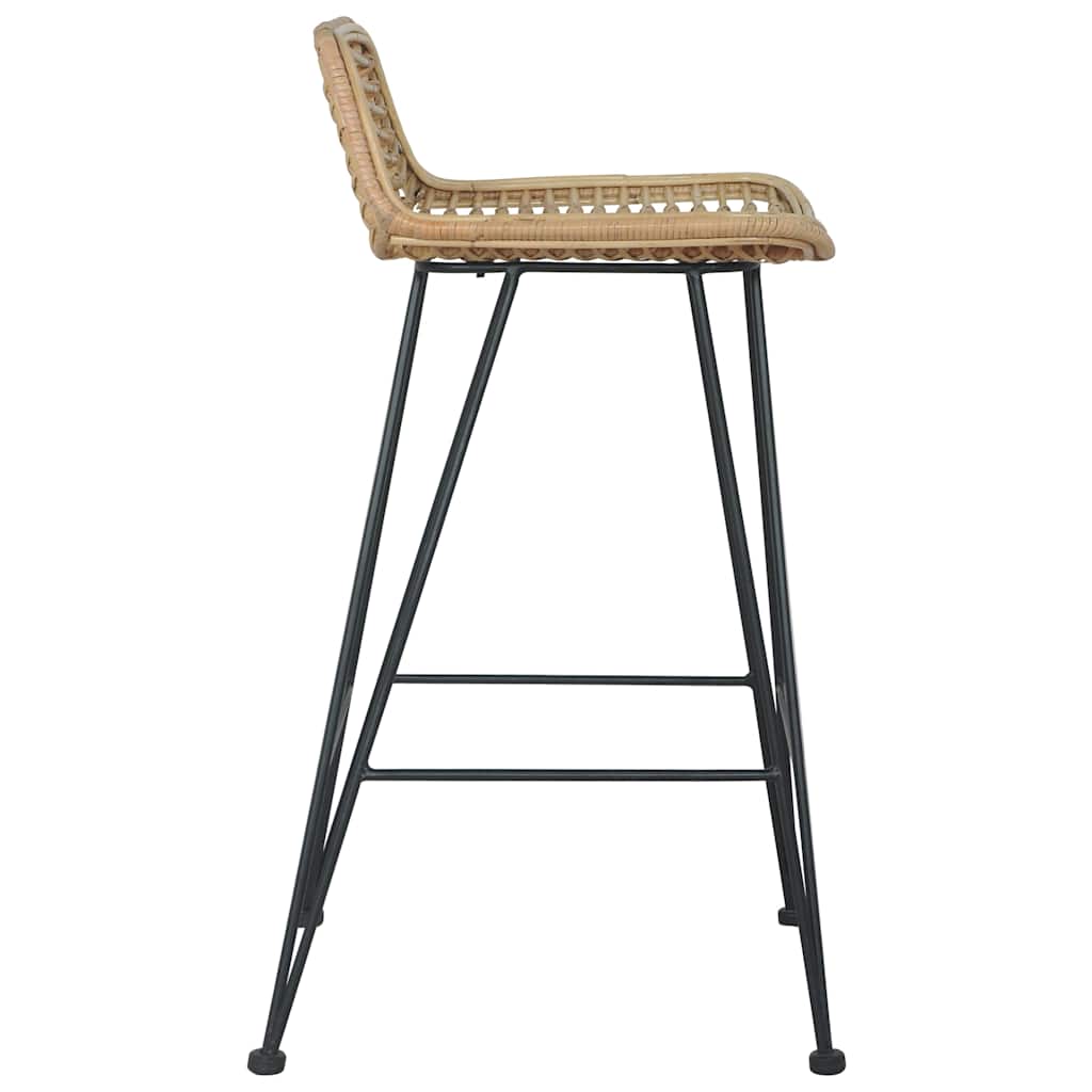 vidaXL Bar Chairs 2 pcs Natural Rattan - Brown - 46 x 48 x 79 cm