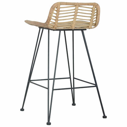 vidaXL Bar Chairs 2 pcs Natural Rattan - Brown - 46 x 48 x 79 cm