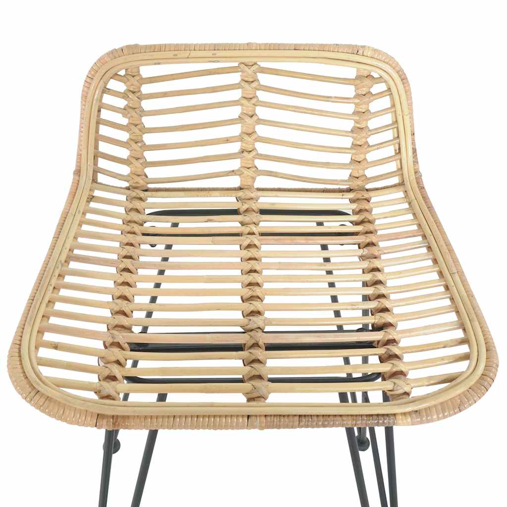 vidaXL Bar Chairs 2 pcs Natural Rattan - Brown - 46 x 48 x 79 cm