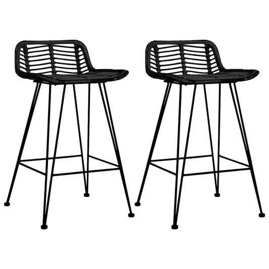 vidaXL Bar Chairs 2 pcs Black Rattan - 46 x 48 x 79 cm