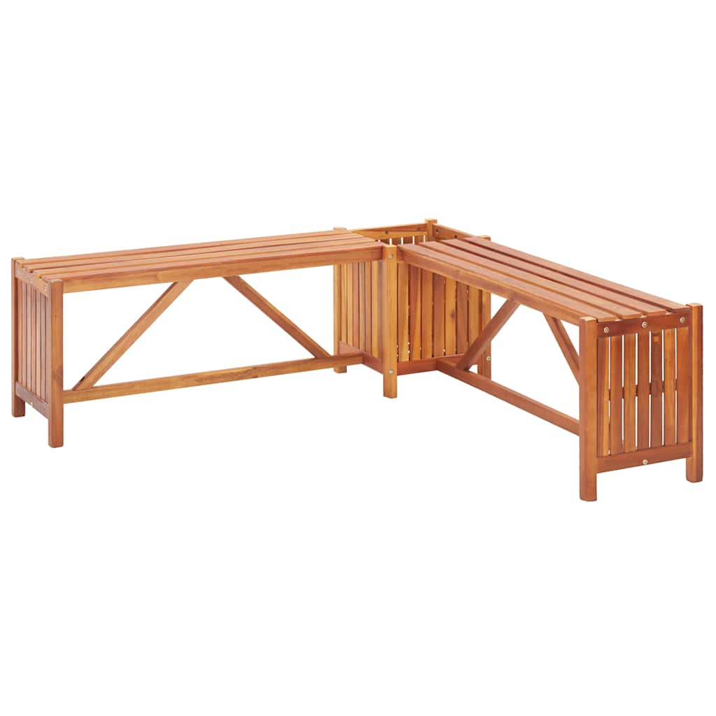 vidaXL Garden Corner Bench with Planter 117x117x40cm Solid Acacia Wood - Brown - 117 x 117 x 40 cm