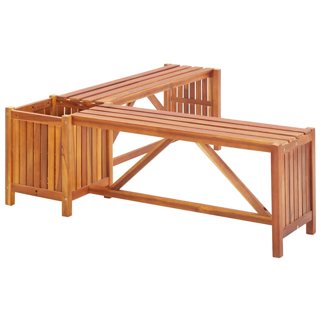 vidaXL Garden Corner Bench with Planter 117x117x40cm Solid Acacia Wood - Brown - 117 x 117 x 40 cm