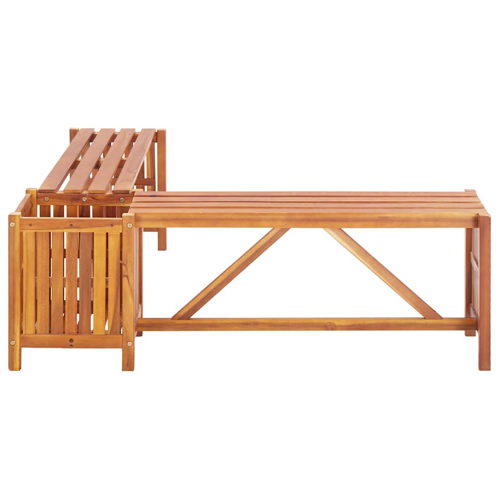vidaXL Garden Corner Bench with Planter 117x117x40cm Solid Acacia Wood - Brown - 117 x 117 x 40 cm