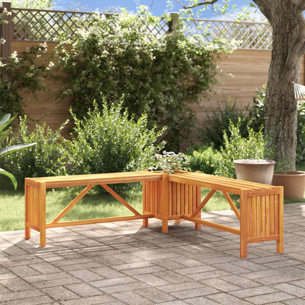 vidaXL Garden Corner Bench with Planter 117x117x40cm Solid Acacia Wood - Brown - 117 x 117 x 40 cm