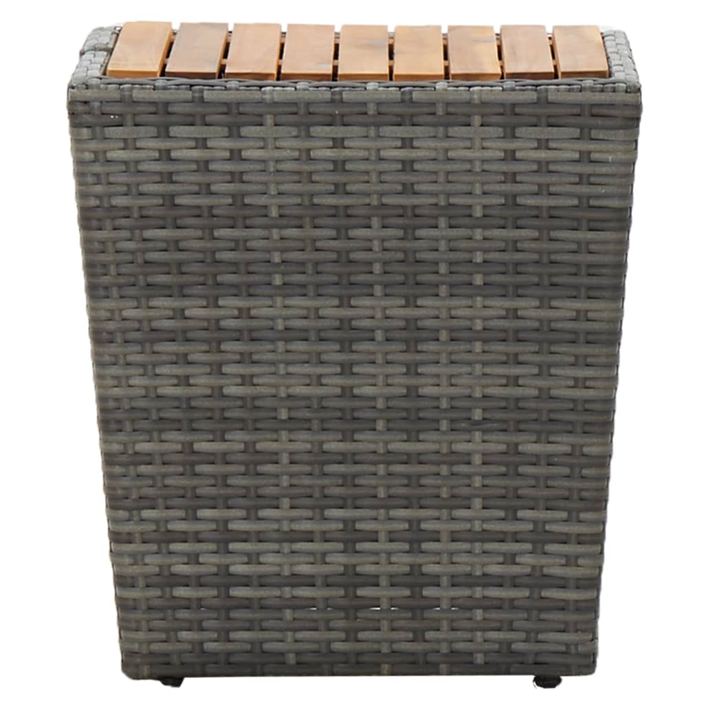 vidaXL Tea Table Grey 41.5x41.5x43cm Poly Rattan and Solid Acacia Wood
