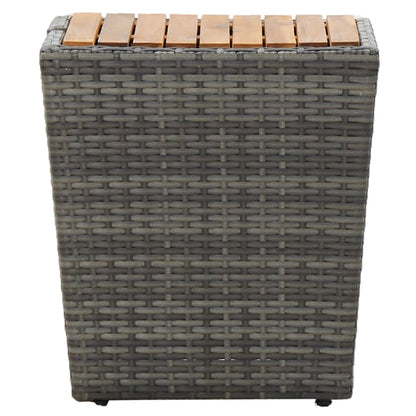 vidaXL Tea Table Grey 41.5x41.5x43cm Poly Rattan and Solid Acacia Wood